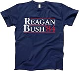 GunShowTees Men's Reagan Bush 84 Vintage Republican GOP Campaign Shirt, X-Large, Navy