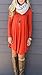 Women's Long Sleeve Casual Loose T-Shirt Dress Orange S