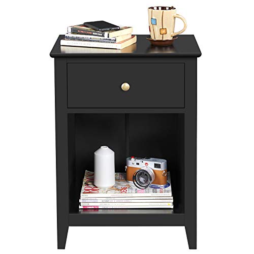 YAHEETECH 2 Tier Wood Nightstands Bedside Table for Bedroom Office