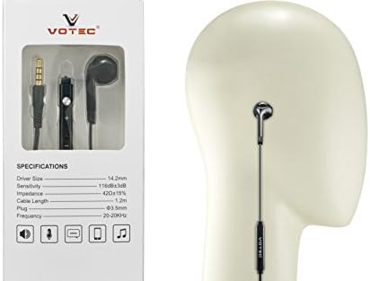 Votec Compatible 3.5mm Mono Hands-free Earbuds Headset w/Mic Control for Most Devices (iPhone 4/5/6, Motorola, Google, LG, ZTE, HTC, Huawei Plus more!) (Black)
