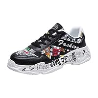 lkoezi Men Fashion Sneakers, Cool Boy Wild Graffiti Casual Shoes Comfortable Breathable Low-Top Outdoor Shoes
