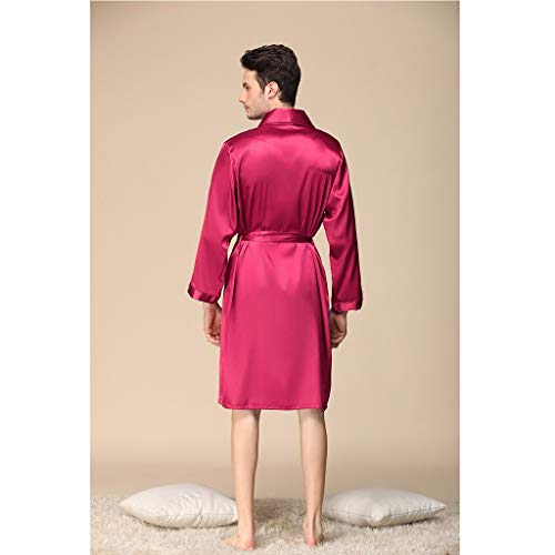 image for Zainafacai Men's Lightweight Satin Kimono Robe Bathrobes Loungewear Sl