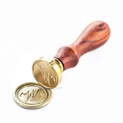 VOOSEYHOME Initial Handwritten Letter Alphabet W Wax Seal Stamp with Rosewood Handle - Ideal for Decorating Gift Packing, Envelopes, Parcels, Letters, Cards, Books, Invitations, Signature etc.