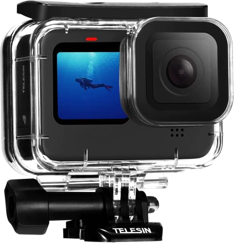 TELESIN 60M Waterproof Case for GoPro Hero 13 Hero 12 Hero 11 Hero 10 Hero 9 Black, 60M/196FT Waterproof Underwater Protective Case Includes Tripod Mounts and Fixing Screw for GoPro