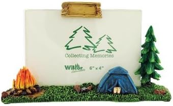 Camping Wilderness Scene Sculpture Photo Picture Frame, 4x6, Horizontal Landscape, Standing Tabletop
