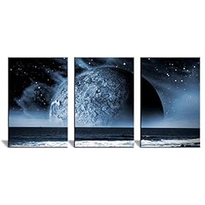 Canvas Wall Art Deep Space Universe Painting Artwork for Home Prints Framed - 16"x24" x 3 Panels