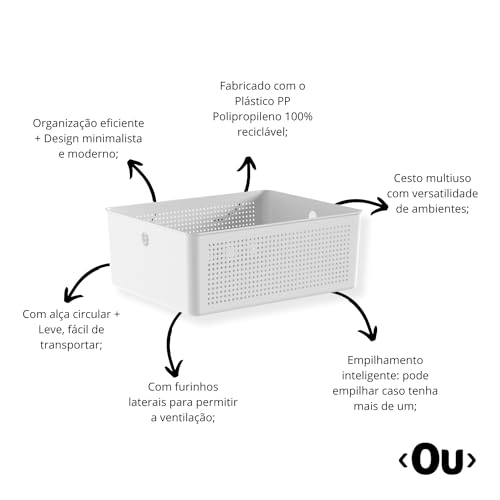 Ou Cesto Organizador Multiuso Branco Linha Flow