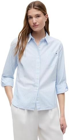 Tommy Hilfiger Women's Sleeveless Mix Media Ruffle Front Blouse