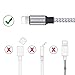 iPhone Charger,BESWASUD Lightning Cable 3pack 6ft Extra Long Nylon Braided Syncing and Fast Charging Cord