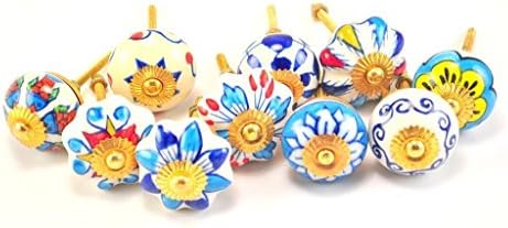 STREET CRAFT Blue and White Ceramic Cupboard Cabinet Door Knobs Drawer Pulls Small Set of 10 Blue and White