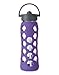 Lifefactory 22-Ounce BPA-Free Glass Water Bottle with Straw Cap and Silicone Hex Sleeve, Royal Purple