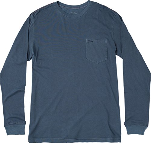 Rvca men s ptc pigment long sleeve shirt, classic indigo, m