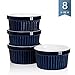 Sweese 501.103 Porcelain Souffle Dishes, Ramekins for Baking - 8 Ounce for Souffle, Creme Brulee - Set of 4, Navy