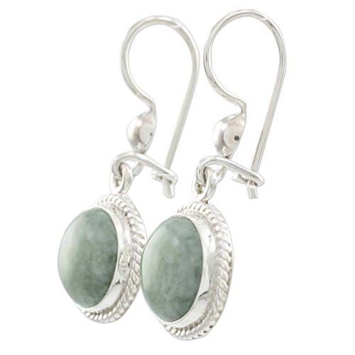 NOVICA Jade and .925 Sterling Silver Flower Dangle Earrings, Blossoming Green Dew' : NOVICA Artisan Handmade Jade Cocktail Ring Guatemalan