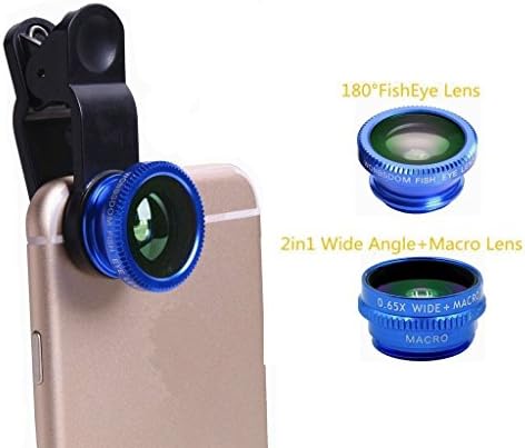 Ninewell 3 in 1 Camera Lens Kit Clip-On 180 Degree Supreme Fisheye + 0.65X Wide Angle + 10X Macro Lens for For iPhone 6S 5S 4S Samsung Galaxy HTC Android and All Other Smartphones