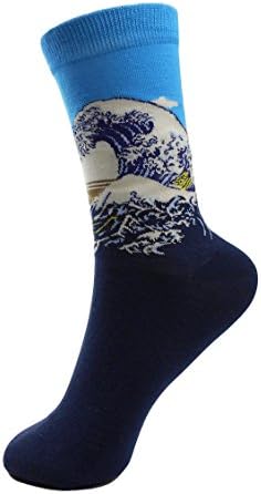 Womens Mens Art Masterpiece Painting Collection Socks (Kanagawa surfing)