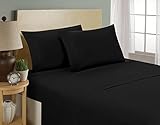 Luxurious Sheets Set 1800 3-Line Collection Brushed Microfiber Deep Pocket Super Soft and Comfortable Hotel Collection Sheets by Bellerose - Queen, Black