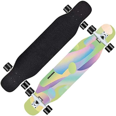 フリースタイルロングボードスケートボード46 X 9 8インチのトリックスケートボード ブラシストリートクルーザーのために高校生初級ガールズボーイズキッズ中学生大人