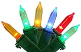 Cosmo Lighting Christmas/ Outdoor/ Patio Lights 60-count Mini LED String Lights, Green Wire, Multi Color