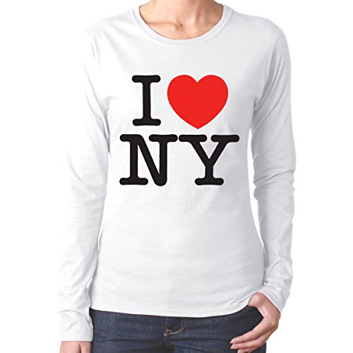 I Love NY New York Women's Round Neck Long Sleeve T-Shirts Casual Tops