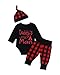 Baby Boys Girls Clothes Daddy's Little Man Print Bodysuit Outfits Clothes Set with Hat(12-18 Months)