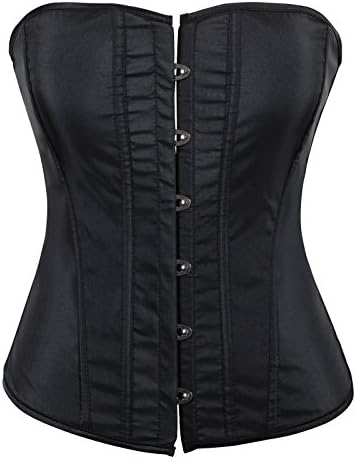 Reteron Women's Strapless Satin Sexy Strong Boned Overbust Corset L Black
