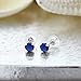 Gem Stone King 14K White Gold Blue Created Sapphire Stud Earrings For Women (1.10 Cttw, Round Cut 5MM)