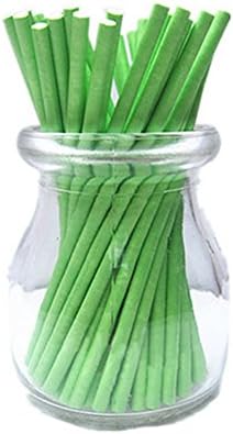 100Pcs Qinsgun Lollipop Sticks 4 Inch 6 Colors Sucker Sticks Suger Chocolate Cake Candy Making Sticks (Blue, Purple, Yellow, Rose Red, Green) (Green)