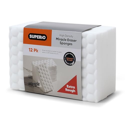 Superio High-Density Miracle Eraser Sponges - 12 Count - Powerful, Long-Lasting…
