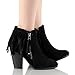 Breckelle's Gail-26 Women's Belted Chunky Stacked Heel Ankle Booties Black (10)