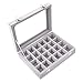 YFLY Velvet Glass Jewelry Ring Earring Display Organizer Box Tray Holder Storage Case