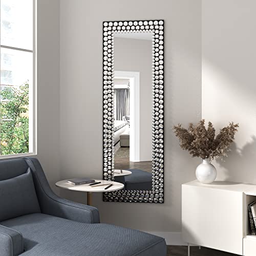 JACUKO Full Length Mirror Jeweled Floor Mirror Accented Crystal Metal