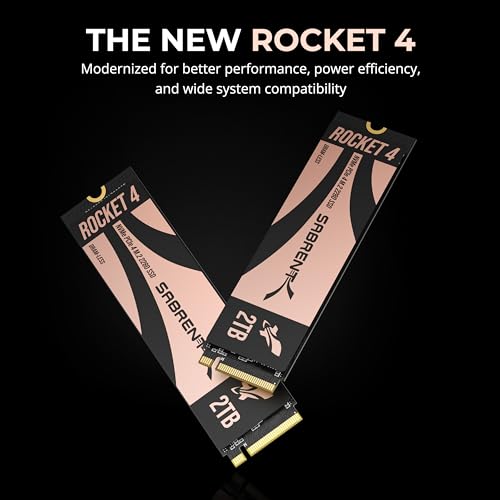 SABRENT Rocket 4 2TB NVMe SSD PCIe Gen4 M.2 2280 Internal Solid State Drive Up to 7450MB/s Read 6400MB/s Write for PS5 Desktop Laptop Gaming High-Speed Storage Low Heat (SB-RKT4L-2TB)