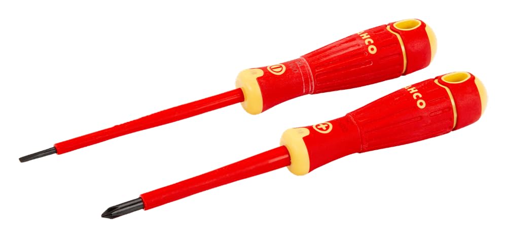 Bahco B220.002 Fit Slotted 3.0/Ph1 Insulated Screwdriver Set, Multi-Colour