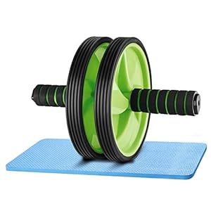 4MA Buikroller met kniebeschermers voor buikspieren, work-out, rolschaatsen, oefeningen, dubbele wielen, set…