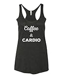 Panoware Women's Funny Workout Tank Top | Coffee and Cardio, Vintage Black, Large