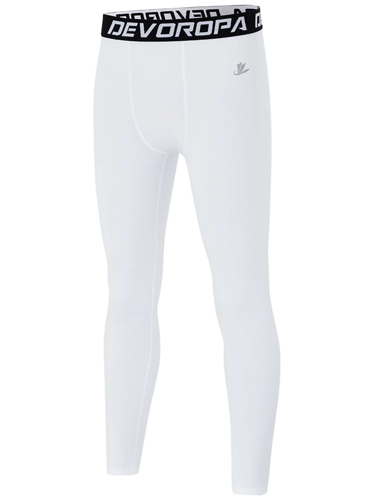 Photo 1 of DEVOROPA Boys Leggings Quick Dry Youth Compression Pants Sports Tights Basketball Base Layer White S