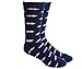 Made in USA.Mid Calf Navy Blue Canvas pastel hot pink Mustaches Socks- Size 7-13