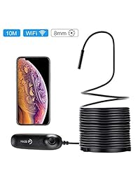 MIKOSI Wireless Endoscope, 1200P Semirrígido Flexible, IP67 WiFi Borescope Inspection 2.0 Megapíxeles HD Cámara de serpiente para Android y iOS Smartphone, iPhone, Samsung, iPad, Tablet (10M 33FT)