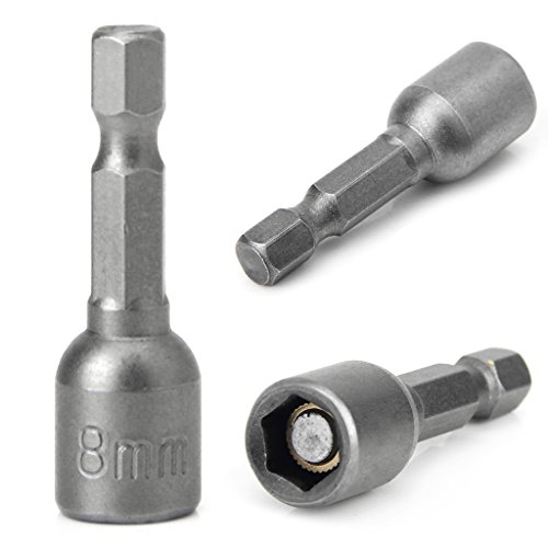 Because0f 10 Pcs Magnetic Nut Driver Set 8mm 5/16" Socket Adapter Hex Drill Bit