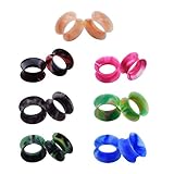 14pcs Camouflage Colors Soft Silicone Ear Skin Tunnels Plugs Expander Gauges2g-3/4