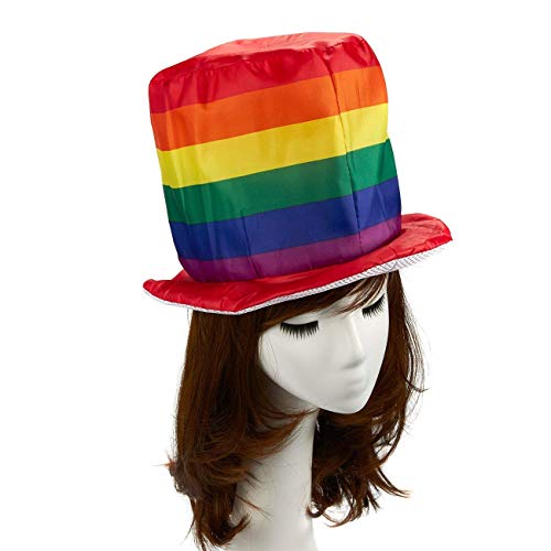 image for Juvale Rainbow Top Hat - 2-Pack Party Hat Clown Costume Accessories, P