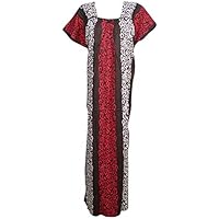 Mogul Interior Women's Nightdress Soft Caftan Cotton Printed Maxi Dress Nightgown L