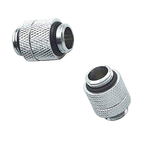 GKanMore G1/4" 10MM Male to Male Rotary Extender Fitting 13mm (1/2") OD Hose Fitting Connector for Computer Water Cooling System, Silver, Pack of 4