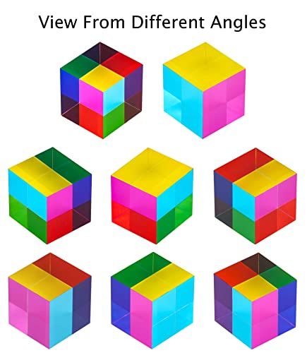ECBANLI Mixing Color Cube, 1.6 Inch Acrylic Glass Cube Prism, Multi