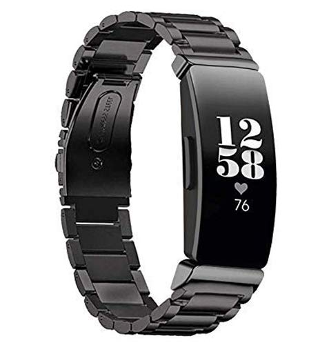Chofit Straps Compatible with Fitbit Inspire HR/Inspire 2 Stainless Steel Watchband Replacement Bracelet Wristbands for Inspire Tracker (Black)
