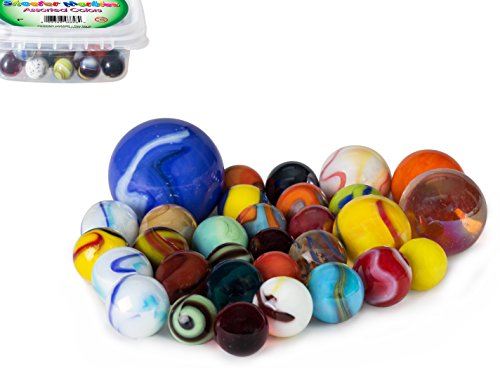 My Toy House Glass Marbles with Portable Container (Assorted Sizes and Colors)