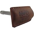 Hide & Drink, Leather Double Edge Safety Razor Head Protective Sheath, Shaving Travel Cover Handmade (Bourbon Brown)