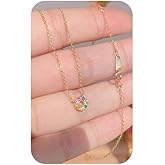 PearlLives Doughnut Pendant Necklace For Women 18K Gold Plated Cubic Zirconia Necklaces Gold Chains Dainty Chokers