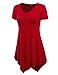 MBJ WT638 Short Sleeve Shirts for Womens Tops Casual V-Neck Summer Clothes Asymmetrical Tunic Blouses XXXXL RED